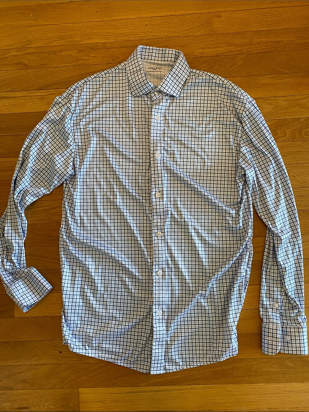 Collars & Co Light Blue Grid-Check Dress Shirt
